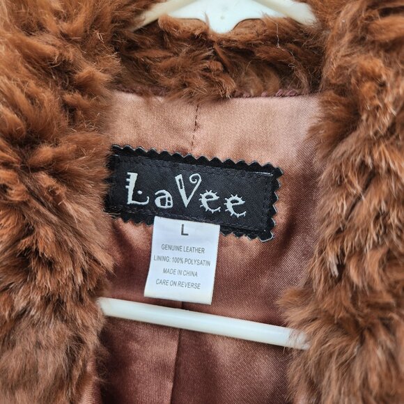 Lavee Brown Knitted Rabbit Fur Vest with Satin lining Large - Picture 5 of 11